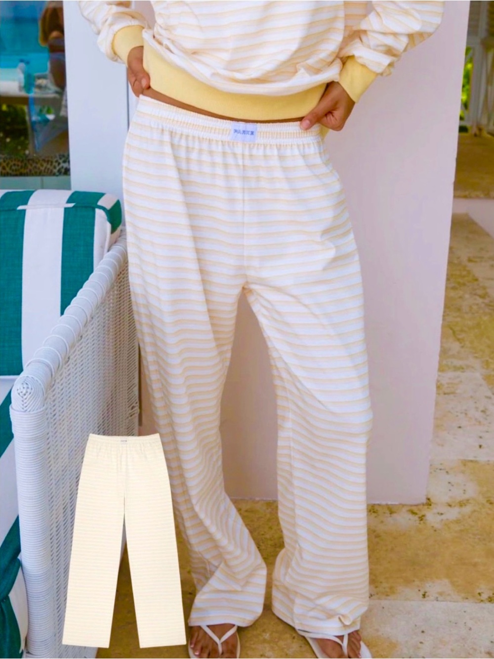 PARKE Cotton Boxer Pants Summerland Stripe Yellow Cream M Sold Out